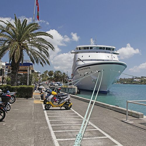 Ship at a tropical pier
